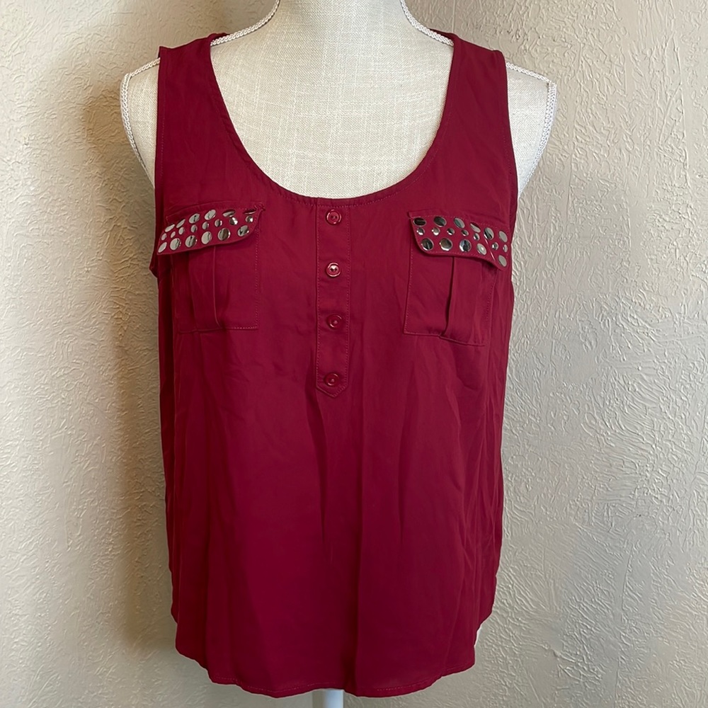 Chocolate Brand Maroon Studded Sleeveless Top